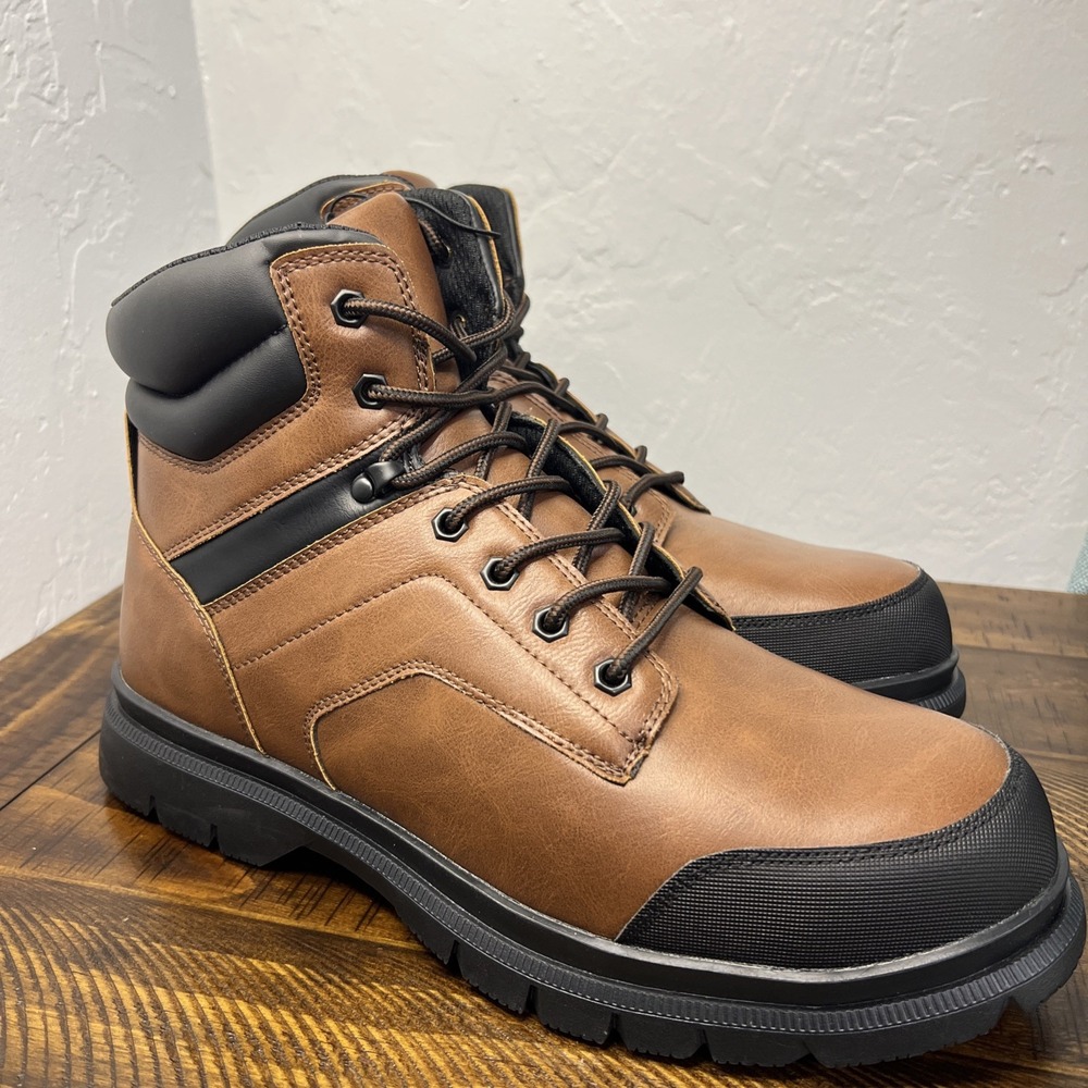 Eddie Bauer Kennewick ASTM Brown-Black Safety Toe Work-Outdoor Boots Size 12 Men